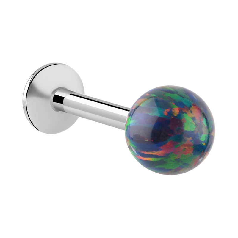 Labret (acier chirurgical, argent, finition brillante) avec opale synthétique Acier chirurgical 316L / Opale synthétique Labrets