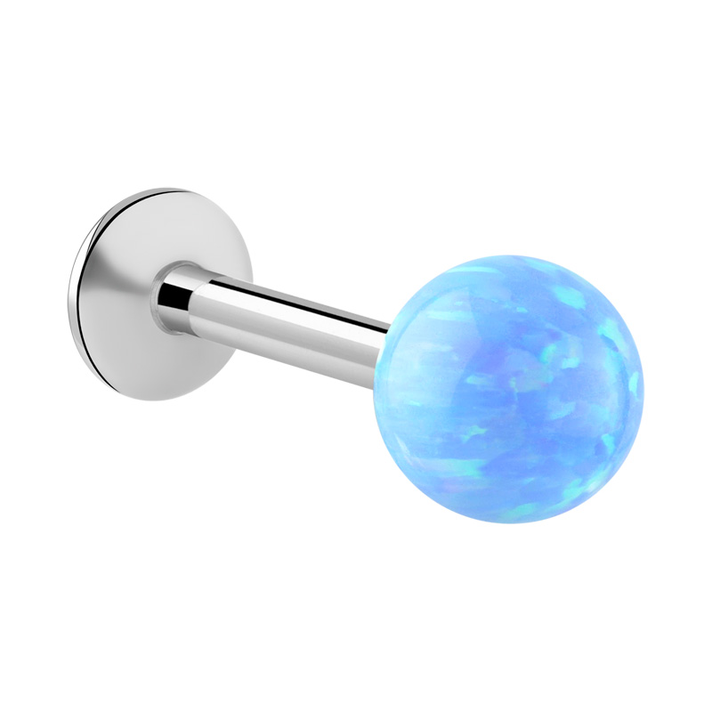 Labret (acier chirurgical, argent, finition brillante) avec opale synthétique Acier chirurgical 316L / Opale synthétique Labrets