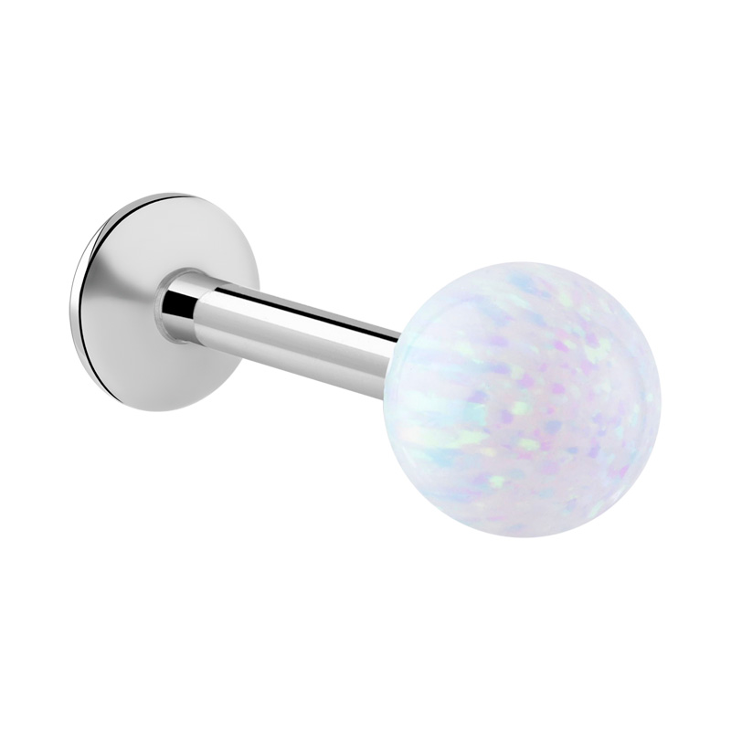 Labret (acier chirurgical, argent, finition brillante) avec opale synthétique Acier chirurgical 316L / Opale synthétique Labrets