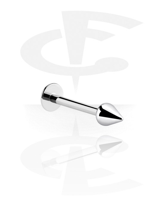 Labrets, Labret (surgical steel, silver, shiny finish) with cone, Surgical Steel 316L