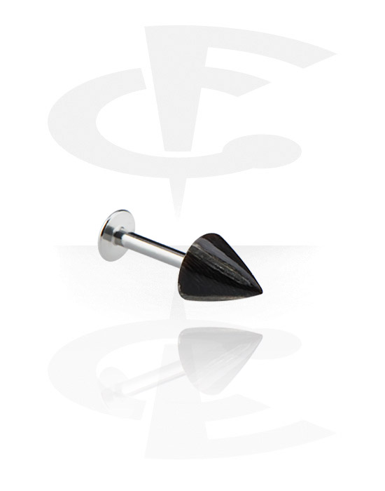 Labreti, Labret with Silver Inlaid Spike, Surgical Steel 316L