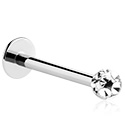 Labrety, Labret (surgical steel, silver, shiny finish) s Kuličkou a krystalovými kamínky, Křišťál ,  Epoxy ,  Chirurgická ocel 316L