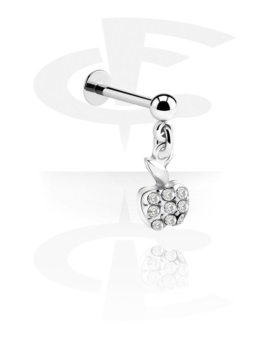 Labrets, Labret with Ball and apple charm, Surgical Steel 316L