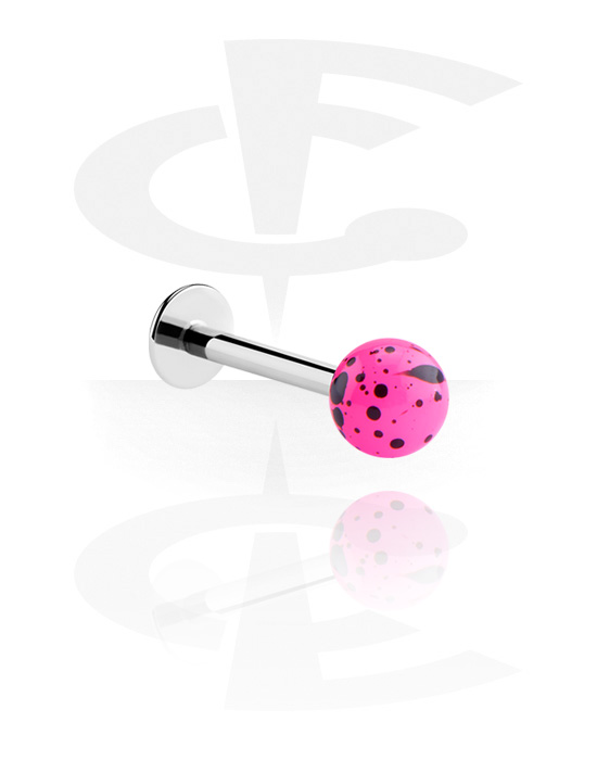 Labrets, Labret (surgical steel, silver, shiny finish) met Balletje, Chirurgisch staal 316L, Acryl