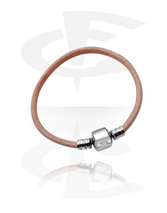 Beads, Fashion Bracelet for Beads, Leather, Surgical Steel 316L