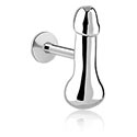 Labretter, Labret (surgical steel, silver, shiny finish) med feste, Kirurgisk stål 316L