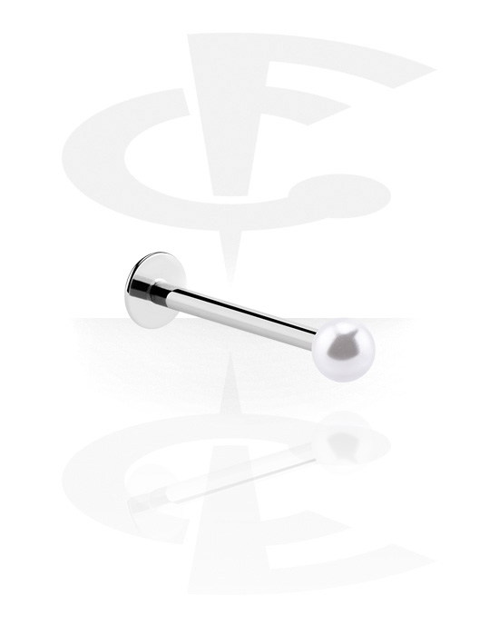 Labrets, Labret (surgical steel, silver, shiny finish) met Balletje, Chirurgisch staal 316L ,  Acryl