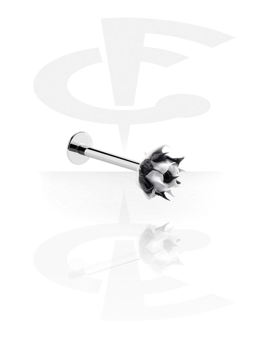 Labrets, Labret (surgical steel, silver, shiny finish) met Puntig balletje, Chirurgisch staal 316L, Siliconen