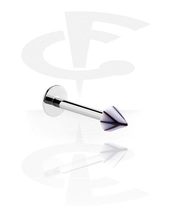 Labrets, Labret (surgical steel, silver, shiny finish) with cone, Surgical Steel 316L, Acrylic