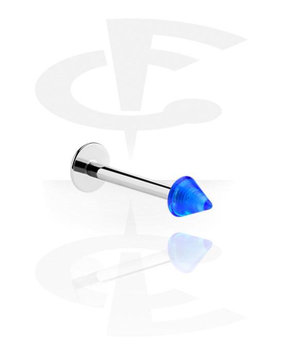 Labrets, Labret (surgical steel, silver, shiny finish) met cone, Chirurgisch staal 316L, Acryl