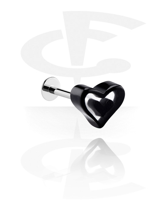 Labrets, Labret with heart attachment, Surgical Steel 316L, Acrylic