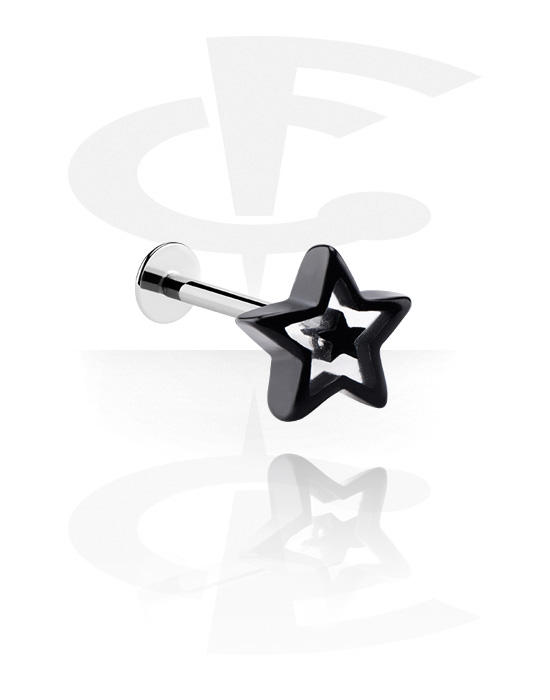 Labrets, Labret with star attachment, Surgical Steel 316L, Acrylic