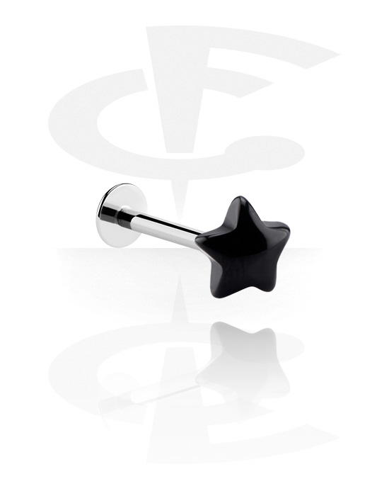 Labrets, Labret (surgical steel, silver, shiny finish) met steraccessoire, Chirurgisch staal 316L, Acryl
