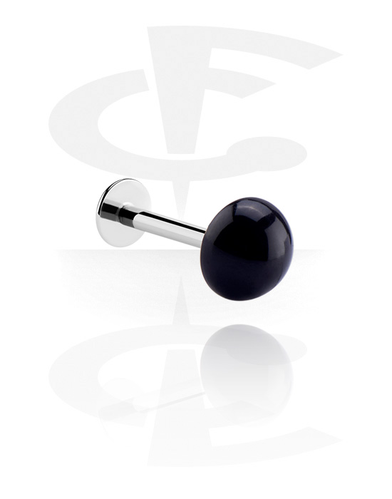 Labrets, Labret (surgical steel, silver, shiny finish) with half ball, Surgical Steel 316L, Acrylic