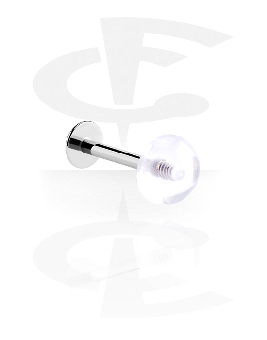 Labrets, Labret (surgical steel, silver, shiny finish) met half balletje, Chirurgisch staal 316L, Acryl
