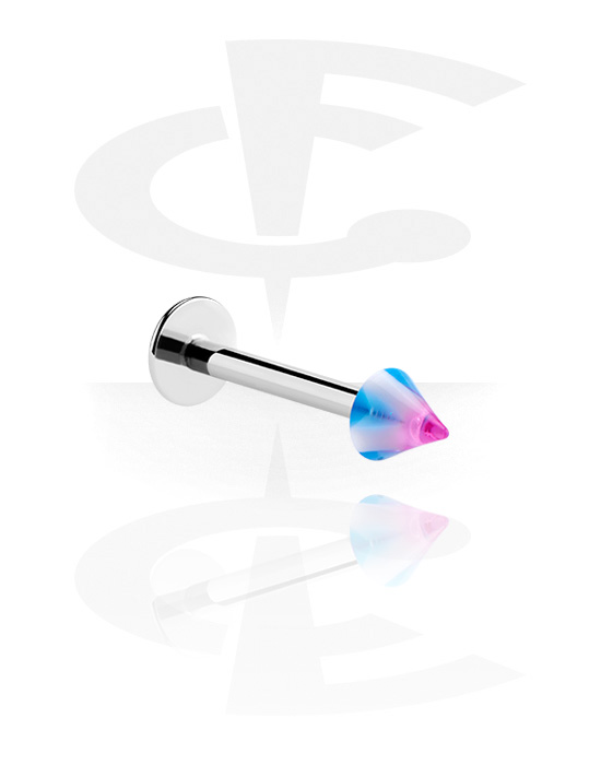 Labrets, Labret (surgical steel, silver, shiny finish) met cone, Chirurgisch staal 316L, Acryl