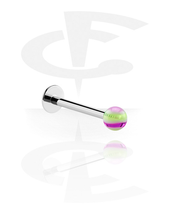Labrets, Labret (surgical steel, silver, shiny finish) with Ball, Surgical Steel 316L, Acrylic