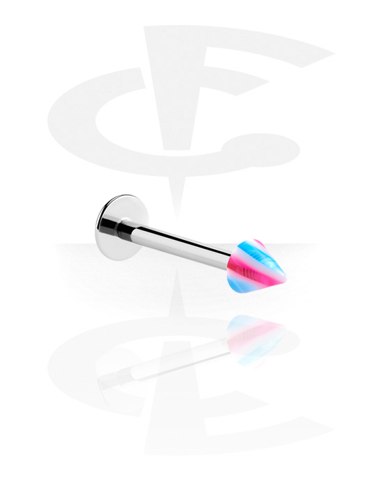Labrets, Labret (surgical steel, silver, shiny finish) with cone, Surgical Steel 316L, Acrylic