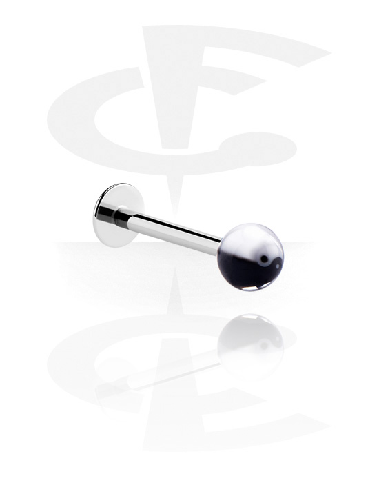 Labretter, Labret (surgical steel, silver, shiny finish) med Ball, Kirurgiskt stål 316L, Akryl