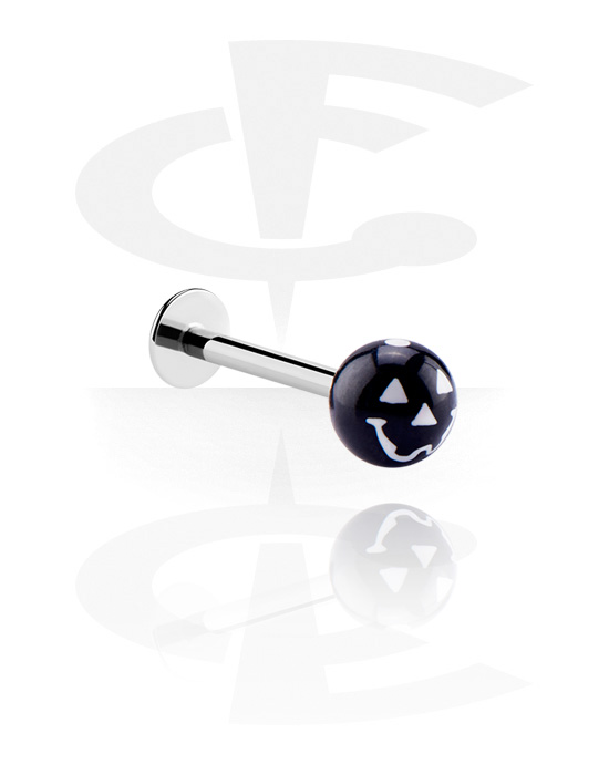 Labretter, Labret (surgical steel, silver, shiny finish) med Ball, Kirurgiskt stål 316L, Akryl