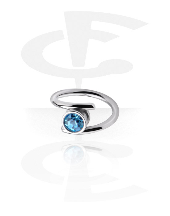Piercinggyűrűk, Ball closure ring (surgical steel, silver, shiny finish) val vel Kristálykő, Sebészeti acél, 316L