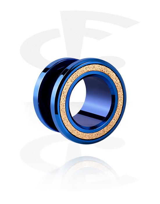 Tunnels & Plugs, Screw-on tunnel (surgical steel, blue) with diamond look, Surgical Steel 316L
