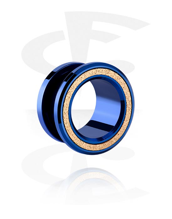 Tunnels & Plugs, Screw-on tunnel (surgical steel, blue) with diamond look, Surgical Steel 316L