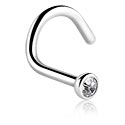 Piercings nez & Septums, Piercing nez incurvé (acier chirurgical, argent, finition brillante) avec pierre en crystal, Acier chirurgical 316L