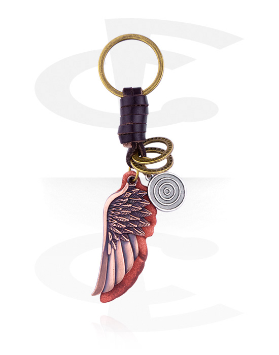 Keychains, Keychain with wing design, Alloy Steel, Leather