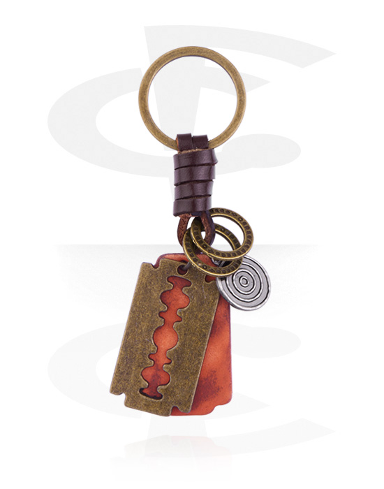 Nyckelringar, Nyckelring med rakblad, Legerat stål, Läder