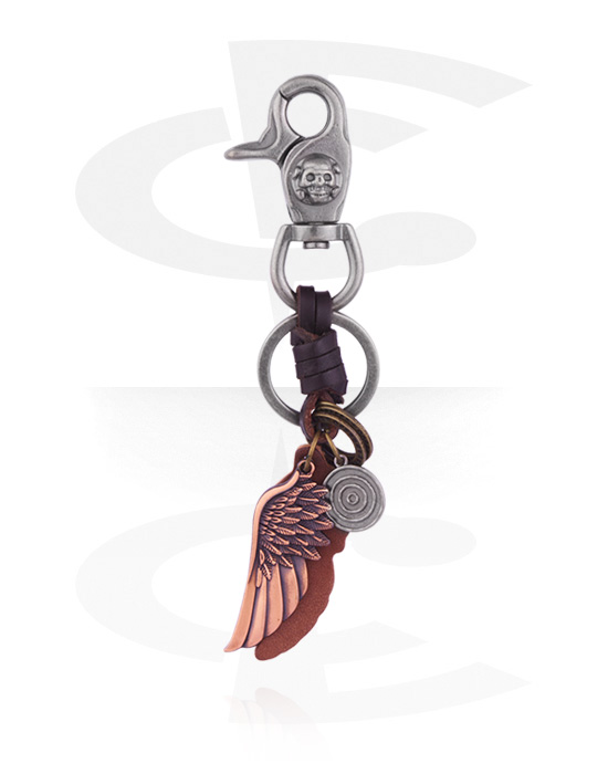 Schlüsselanhänger, Schlüsselanhänger mit Flügel-Design, Legierter Stahl, Leder