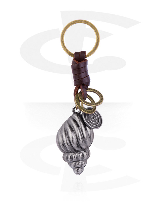 Keychains, Keychain with shell design, Alloy Steel, Leather