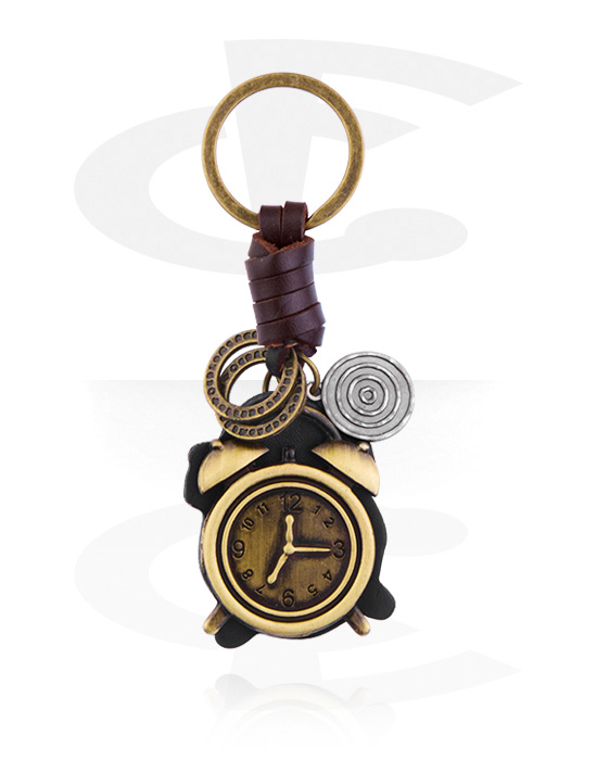 Keychains, Keychain with alarm clock, Alloy Steel, Leather