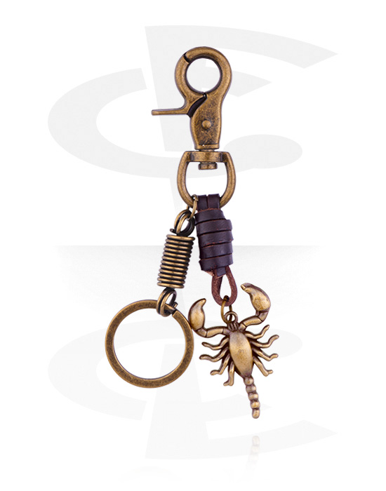 Schlüsselanhänger, Schlüsselanhänger mit Skorpion, Legierter Stahl, Leder