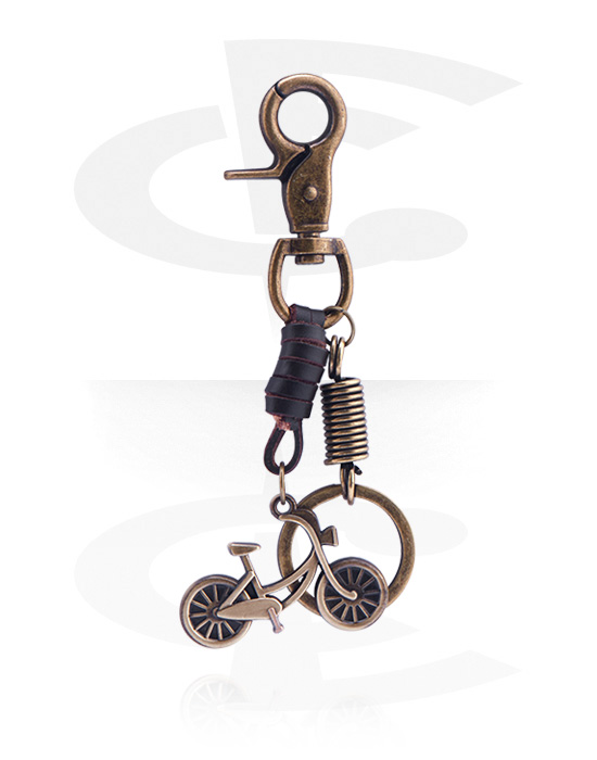 Nøkkelringpynt, Nøkkelring med sykkel, Legert stål, Lær