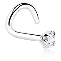 Piercings nez & Septums, Piercing nez incurvé (acier chirurgical, argent, finition brillante) avec pierre en crystal, Acier chirurgical 316L