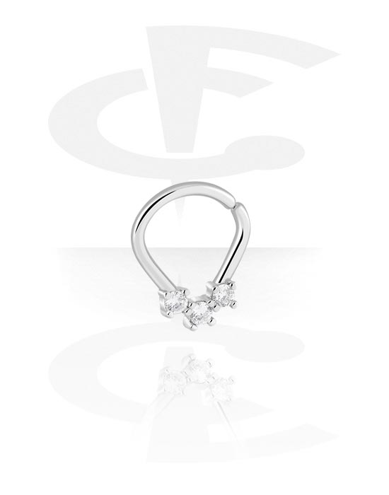 Anéis piercing, Continuous ring com pedras de cristal, Latão revestido