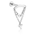 Labreti, Labret (surgical steel, silver, shiny finish) s/z Kristalni kamni in veriga, Kirurško jeklo 316L, Prevlečena medenina