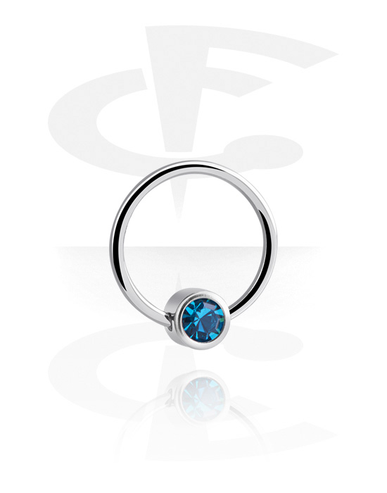 Piercing ad anello, Ball closure ring (acciaio chirurgico, argento, finitura lucida) con brillantino, Acciaio chirurgico 316L