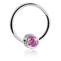 Piercingringar, Ball closure ring (surgical steel, silver, shiny finish) med kristallsten, Kirurgiskt stål 316L