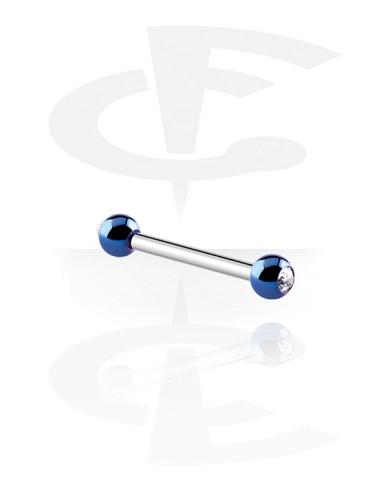 Lige stave, Barbell with Anodized Crystal Balls, Surgical Steel 316L