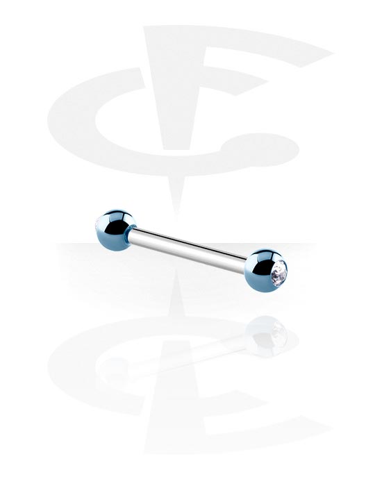 Barbeli, Barbell with Anodized Crystal Balls, Surgical Steel 316L