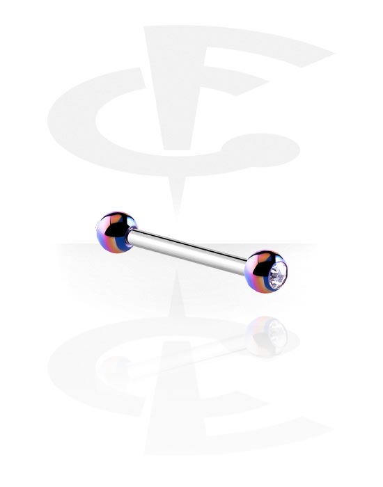 Barbeller, Barbell with Anodized Crystal Balls, Surgical Steel 316L