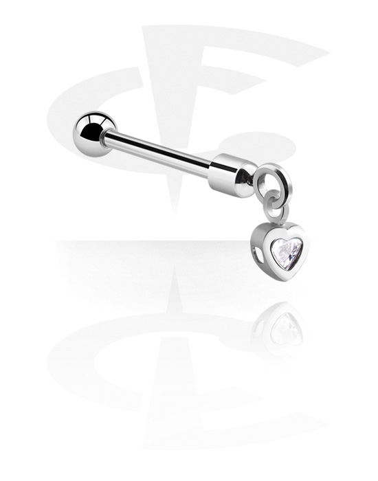 Barbells, Barbell with heart charm, Surgical Steel 316L