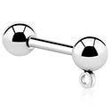 Boules, barres & plus, Barre (acier chirurgical, argent, finition brillante) avec anneau pour accessoires, Acier chirurgical 316L