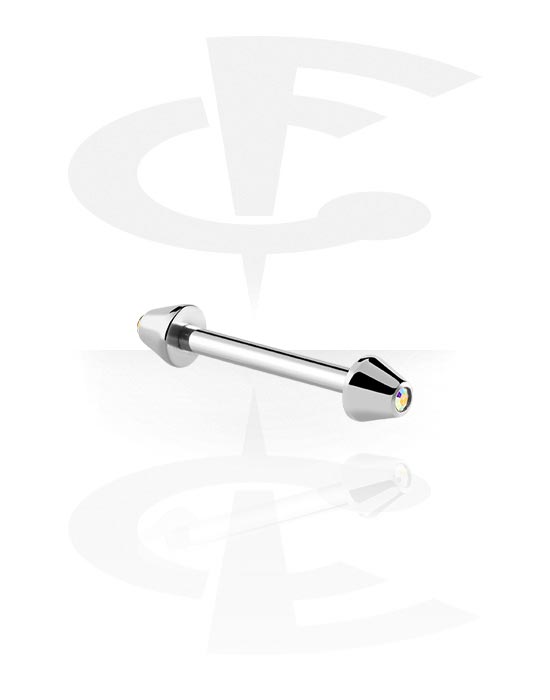 Činky, Barbell with Jeweled Cones, Surgical Steel 316L