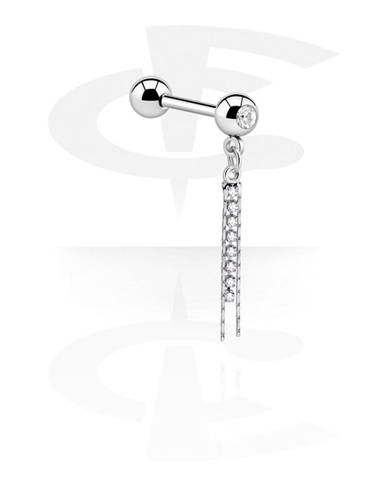 Barbells, Jeweled Barbell with Charm, Surgical Steel 316L, Plated Brass