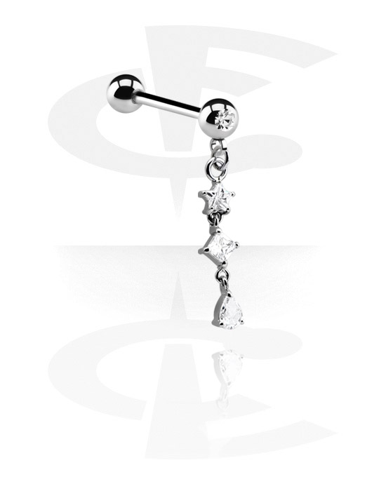 Šipkice, Uteg ukrašen draguljima s privjeskom, Kirurški čelik 316L, Obloženi mesing