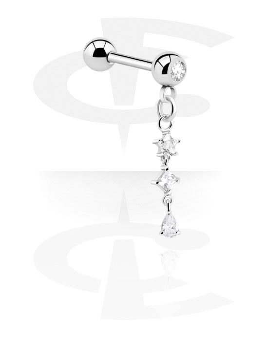 Jeweled Barbell with Charm (Surgical Steel 316L/Plated Brass) The