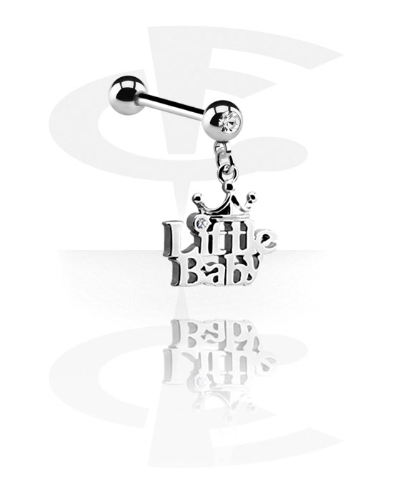 Sztangi, Jewelled Barbell with Charm, Surgical Steel 316L